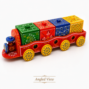 Juego de Caja de Regalo de Tren de Madera Pintado a Mano con 4 Cajas Extraíbles Coloridas para Decoraciones Navideñas - Product Image 1