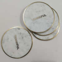 Ensemble de sous-verres modernes de luxe en marbre blanc, 4 sous-verres en pierre véritable semi-absorbants, écologiques, épaisseur 5 mm, diamètre 100 mm, élégants