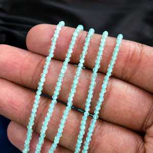 Cuentas redondas microfacetadas de apatita azul cielo natural de 2 mm, cuentas de apatita azul para la fabricación de joyas, piedras preciosas sueltas facetadas al por mayor - Product Image 3