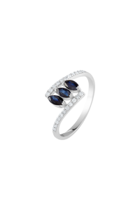 Multi Sapphire and Diamond <b>Ring</b> in 92.5 Sterling Silver KLSR-11743 - Product Image 5