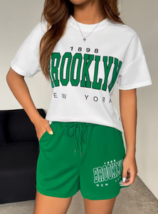 Conjunto de Verano de Alta Calidad para Mujer, Camiseta y Pantalones Cortos, Atuendo Informal de Dos Piezas, Ropa de Salón Suave y Transpirable - Product Image 5