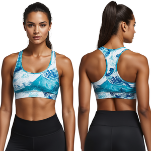 Sujetador deportivo de soporte medio para mujer, transpirable, con espalda cruzada, logo frontal, de Spandex/Nylon, ropa deportiva premium para entrenamiento. - Product Image 3