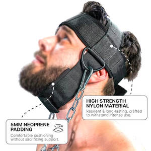 Arnés de Cabeza de Neopreno para Levantamiento de Pesas con Gancho de Acero, Correas Ajustables Antideslizantes, Transpirable y Cómodo para Gimnasio/Levantamiento de Pesas - Product Image 5