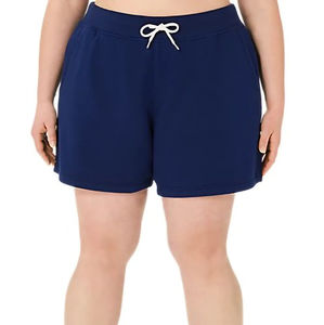 Shorts décontractés d'été pour femmes, couleur bleu marine uni, tissu 100% coton, style streetwear, coupe ample, prix de gros. - Product Image 4
