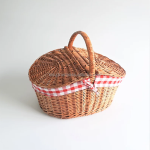 Panier de rangement de pique-nique en rotin à un niveau écologique avec couvercle Meubles en rotin pour une utilisation intérieure dans la cuisine domestique conçus au Vietnam - Product Image 1