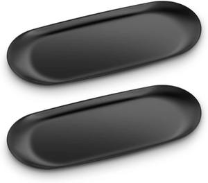 Juego de Bandejas Ovaladas Negras Mate para Baño, Organizador de Baño Minimalista, Bandeja de Metal para Perfumes, Decoración Moderna Hecha a Mano - Product Image 3