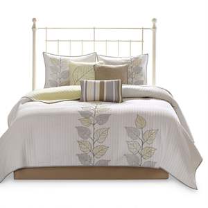 6 Piece Embroidered <b>Quilt</b> <b>Set</b> with Decorative Throw <b>Pillows</b> - Product Image 6