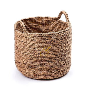 Handwoven Water Hyacinth Laundry Basket for Storage & Plant Decor, Laundry basket - Product Image 1