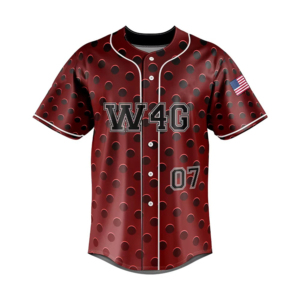 W4G Baseball Jersey Men's Short Sleeve Polka Dot Sublimated 100% <b>Polyester</b> Moisture Wicking Regular Fit All Seasons - Product Image 5