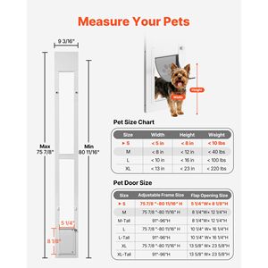 Porta per Cani Regolabile in Altezza per Finestre Scorrevoli in Vetro da 75 7/8" a 80 11/16" con Telaio in Lega di Alluminio e Cerniera Girevole - Accessori per Finestre - Product Image 2