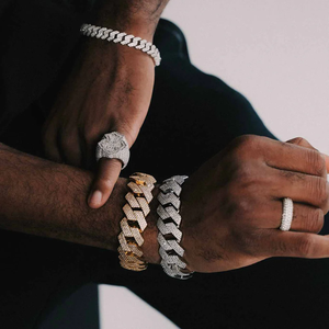 ZAWO HOUSE Vente Flash Bracelet Chaîne en Argent S925 Style Hip Hop Diamant Cubain Unisexe Luxe - Product Image 6