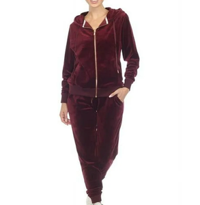 Breathable Women Velvet Velour Tracksuit Custom Design Your Own Tracksuit Women Velvet Tracksuit Wholesale - Product Image 1