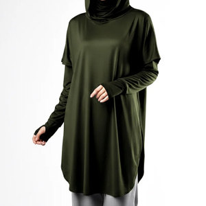 Summer Wear Athletic Sports Yoga <b>Top</b> <b>Longline</b> Curved Design Women Seamless Quick Dry Stretchable Oversize <b>Long</b> <b>Sleeve</b> Shirt - Product Image 1