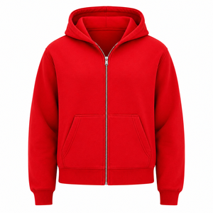 Custom Men Zip Hoodie Full Zipper Metal Closure Fleece Hooded Sweatshirt Split Kangaroo Pocket Solid Color Blank Men Zip Hoodie - Product Image 1