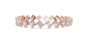 Bracelet tennis de luxe en or rose 18 carats plaqué rhodium avec diamants taille émeraude cultivés en laboratoire, idéal pour le quotidien, le bureau, les mariages et les fiançailles - Product Image 3