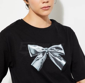 Camiseta Holgada de Poliéster y Algodón para Mujer, Ligera, Ecológica, de Secado Rápido, Transpirable, de Manga Corta, Lisa, Teñida, con Logotipo Tejido - Product Image 4