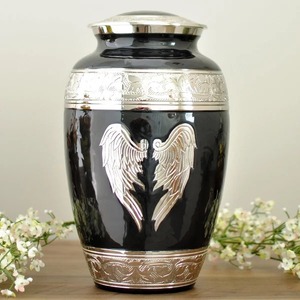 Urna Funeraria Ovalada con Patrón Floral Verde Grisáceo y Tapa Negra, Urna Conmemorativa para Decoración del Hogar - Product Image 6