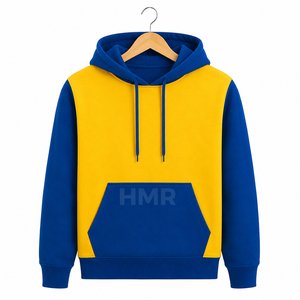 HMR Sorority Sisterhood – Pull en molleton tricoté bleu et jaune à manches longues avec poches, coupe classique, pour l'automne - Product Image 5