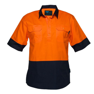 Camisa de Trabajo Unisex Amarillo Naranja de Seguridad, de Dos Tonos, Manga Corta, Reflectante, Resistente al Viento, 100% Poliéster - Product Image 6
