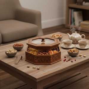 กล่องไม้สี่เหลี่ยมใส่เครื่องเทศพร้อมช้อนและฝาปิด - Product Image 2