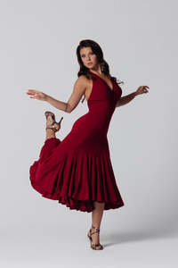 Vestido de Baile sin Mangas y Espalda Descubierta de Alta Demanda para Mujer, Diseño Halter, Traje de Tango - Product Image 4