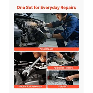 Set di chiavi combinate metriche SAE da 44 pezzi, a 12 punte, con estremità a bussola angolata a 15 gradi e apertura a rotella - Product Image 6