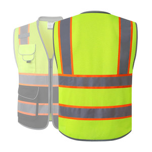 Hi Visibility Breathable Polyester Safety Vest with Reflective Stripes and <b>Multiple</b> Pockets Unisex Workwear - Product Image 6