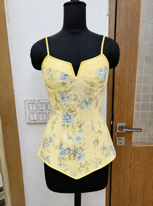 Corset rose à motifs floraux avec baleines en acier, décolleté cœur, bretelles spaghetti, camisole gainante, impression numérique personnalisée pour femme, usage quotidien - Product Image 3