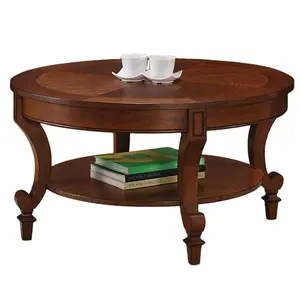 New Design French Style Unique Living Room Furniture Round Solid Wooden Coffee Table