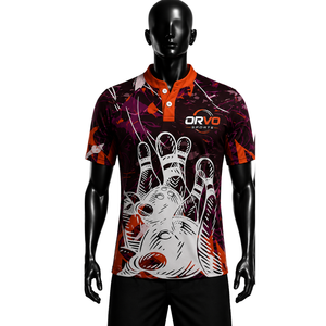 เสื้อโบว์ลิ่งผู้ชาย ORVO Sports แขนสั้น พิมพ์ลายแบบ Sublimation ระบายอากาศ แห้งเร็ว ผ้าเทอร์รี่ โพลีเอสเตอร์ 100% สวมใส่สบายๆ สำหรับเล่นกีฬา - Product Image 1