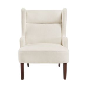 Poltrona Accent Wingback Contemporanea in Ciniglia Beige con Struttura in Compensato, 1 Pezzo, Arredamento per Soggiorno - Product Image 2