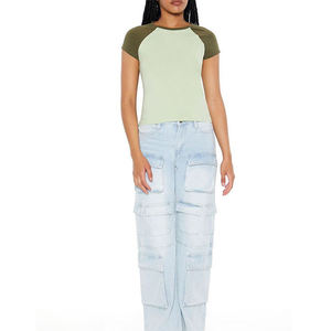 Camiseta de Algodón 100% para Primavera/Verano, Cuello Redondo, Manga Corta, Corte Holgado, Color Sólido, Estilo Casual, Tejido Jersey, Blanca, Corta, para Mujer - Product Image 6