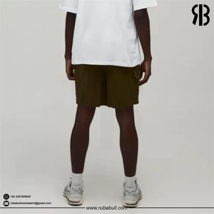 Pantalones Cortos Cargo Color Oliva para Hombre, Cintura Media, con Cordón, Casuales, Tipo Bermuda, con Bolsillos, 100% Algodón, Unisex, Venta al Por Mayor - Product Image 3