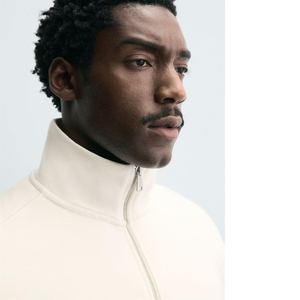 Men's Women's Minimalist Half Zip Pullover Oversized <b>Mock</b> <b>Neck</b> Plain Cotton Streetwear <b>Top</b> - Product Image 3