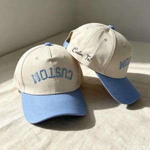Casquette de baseball beige et bleue, 5 panneaux, ajustée, unisexe, en coton, décontractée, printemps-été, couleur unie, avec bouton décoratif - Product Image 4