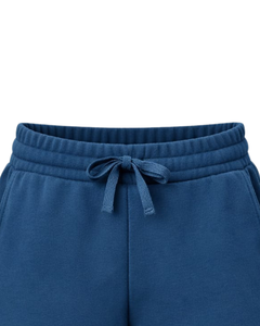 Custom Blue Women Sweat Shorts Cotton Fleece Elastic Waist <b>Drawstring</b> Gym Casual Summer Shorts OEM Manufacturer Supplier - Product Image 5