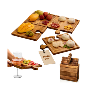Tablas de charcutería de madera de acacia con soporte de almacenamiento, juego de 4 bandejas para aperitivos, para fiestas, regalos de inauguración de casa, de Vietnam - Product Image 3