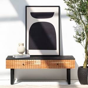 Mueble para TV Vandana Novara Elara de 2 Cajones, Consola de Entretenimiento Moderna de Madera Maciza Minimalista - Product Image 3