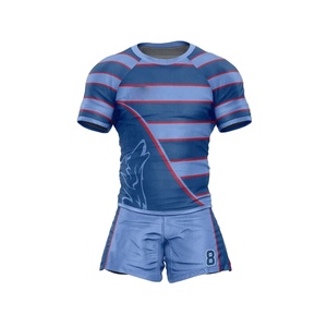 Tenue d'équipe professionnelle personnalisée, design graphique numérique imprimé, résistante aux déchirures, 100% polyester, séchage rapide, uniforme de rugby à manches courtes - Product Image 4