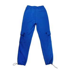 Pantalon de survêtement bleu pour homme, taille élastique, cordon de serrage, poches cargo, pantalon décontracté en tricot, style automne - Product Image 2