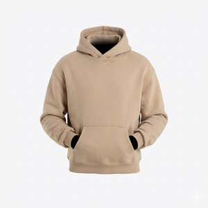 Sudadera con Capucha Beige para Hombre, Corte Regular, Felpa de Algodón, Diseño Casual con Bolsillos, Ropa de Otoño, Venta al Por Mayor - Product Image 1