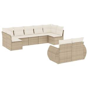 Conjunto de Sofá de Jardín de Ratán Sintético PE Beige con Estructura de Acero con Recubrimiento en Polvo, 100% Poliéster, Muebles Duraderos y Elegantes - Product Image 2