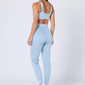 OEM Women Wide Leg Joggers High Elastic <b>Drawstring</b> Waist Breathable Quick Dry Running Spandex Cotton Track <b>Trousers</b> - Product Image 3