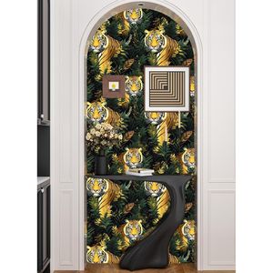 Papel Tapiz Autoadhesivo con Diseño de Tigre, Papel de Contacto con Hojas Verdes Vintage, Mural de Pared con Animales Tropicales, Vinilo Autoadhesivo Impermeable para el Hogar - Product Image 4