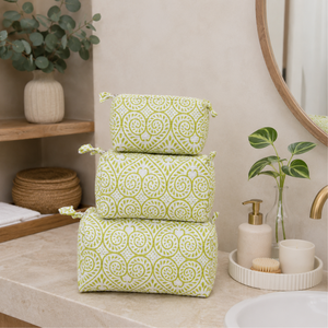 Premium Jaipur Hand Block <b>Toiletry</b> Quilted Bag Set Eco- Friendly Durable Machine Wash Zip Closure Daily Use Gifting Travel - Product Image 5