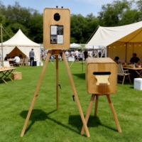 Support en bois de chêne vintage pour iPad, smartphone, appareil photo et imprimante photo (compatible flight case) – Idéal pour les événements et les fêtes