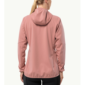 Chaqueta rosa de softshell para mujer, cortavientos, con cuello alto y cremallera, para senderismo al aire libre - Product Image 3