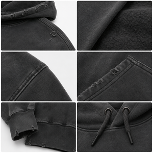 Sudadera con Capucha Estilo Vintage Personalizada, Tejido Grueso de Algodón Lavado, Corte Regular, Ecológica, Transpirable, Servicio OEM - Product Image 4