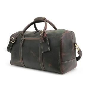 Bolsa de Viaje de Cuero Genuino, Estilo Retro, para Fin de Semana, para Hombre y Mujer, Gran Capacidad, Portátil, Ligera, Equipaje de Cabina - Product Image 2