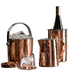 Cubo de hielo grande de hierro martillado vintage al por mayor con acabado dorado y asa, forma redonda, enfriador de vino de hierro de 5L - Product Image 2